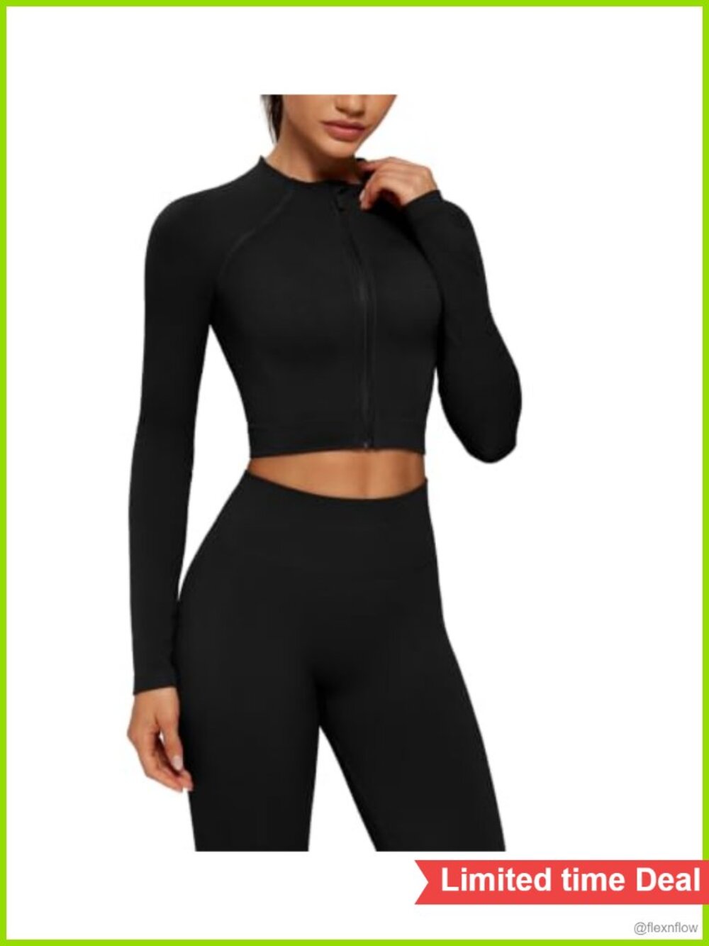 2 Piece Workout Set Zip Up Jacket Scrunch Leggings Seamless Active Set